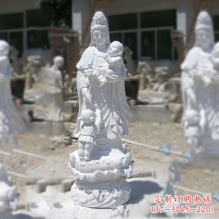 太原手工精美的汉白玉观音像