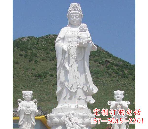 太原汉白玉观音善财童子龙女雕塑