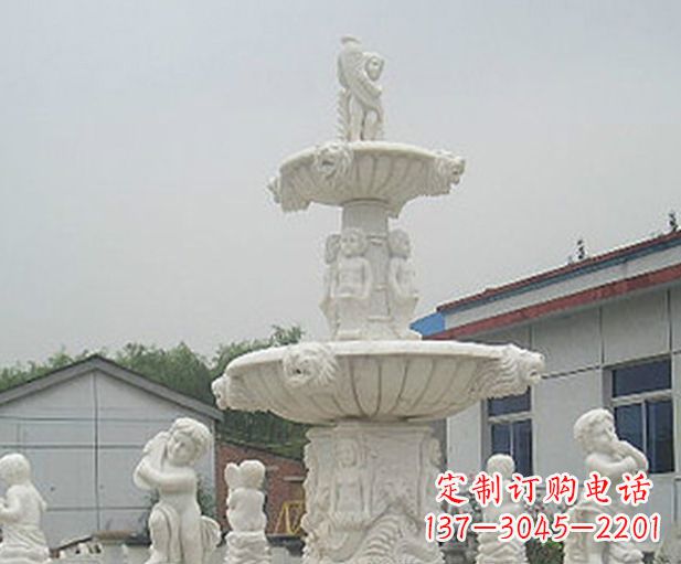 太原汉白玉天使大型喷泉石雕