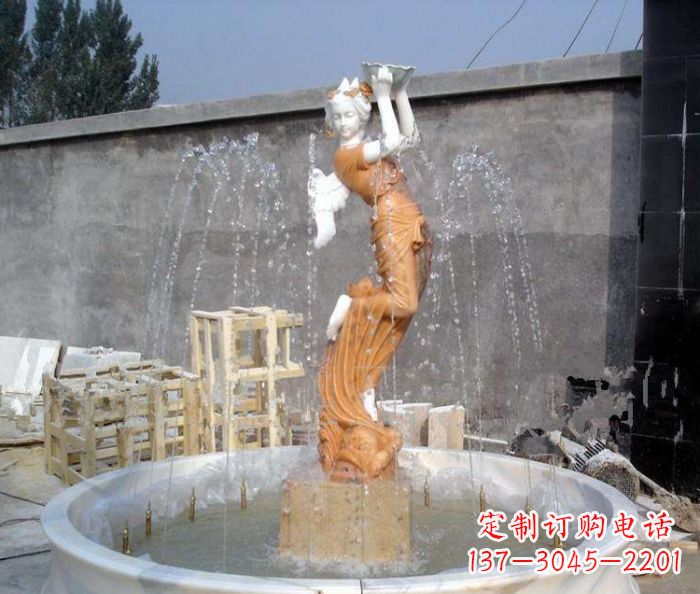 太原高端石膏西方人物公园喷泉雕塑