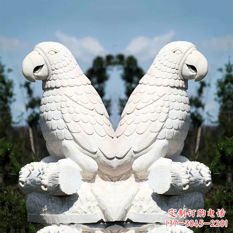 太原汉白玉鹦鹉石雕,令你赏心悦目