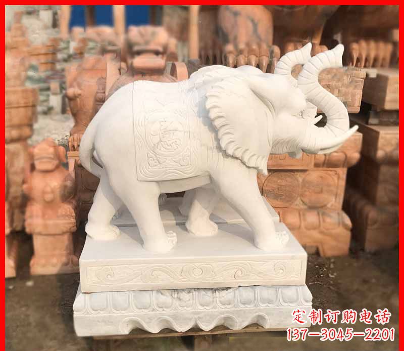 太原汉白玉招财大象雕塑