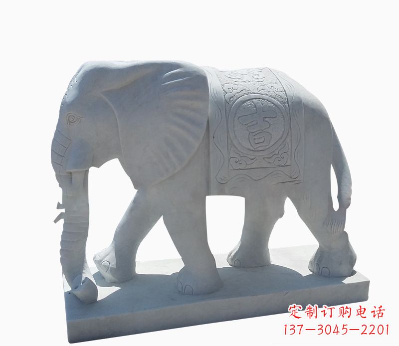 太原桃花开,当铺金,汉白玉大象雕塑,吉祥引财