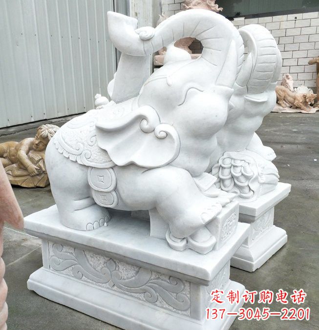 太原汉白玉招财运小象雕塑