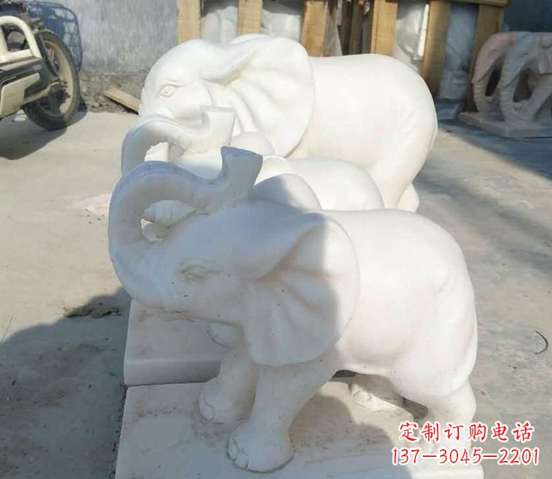 太原高端汉白玉招财小象雕塑