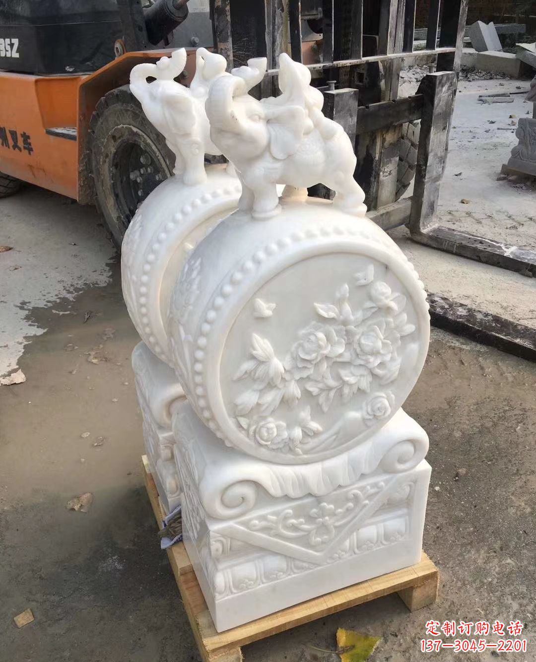 太原精致小象招财石门墩,树立你的百年吉祥