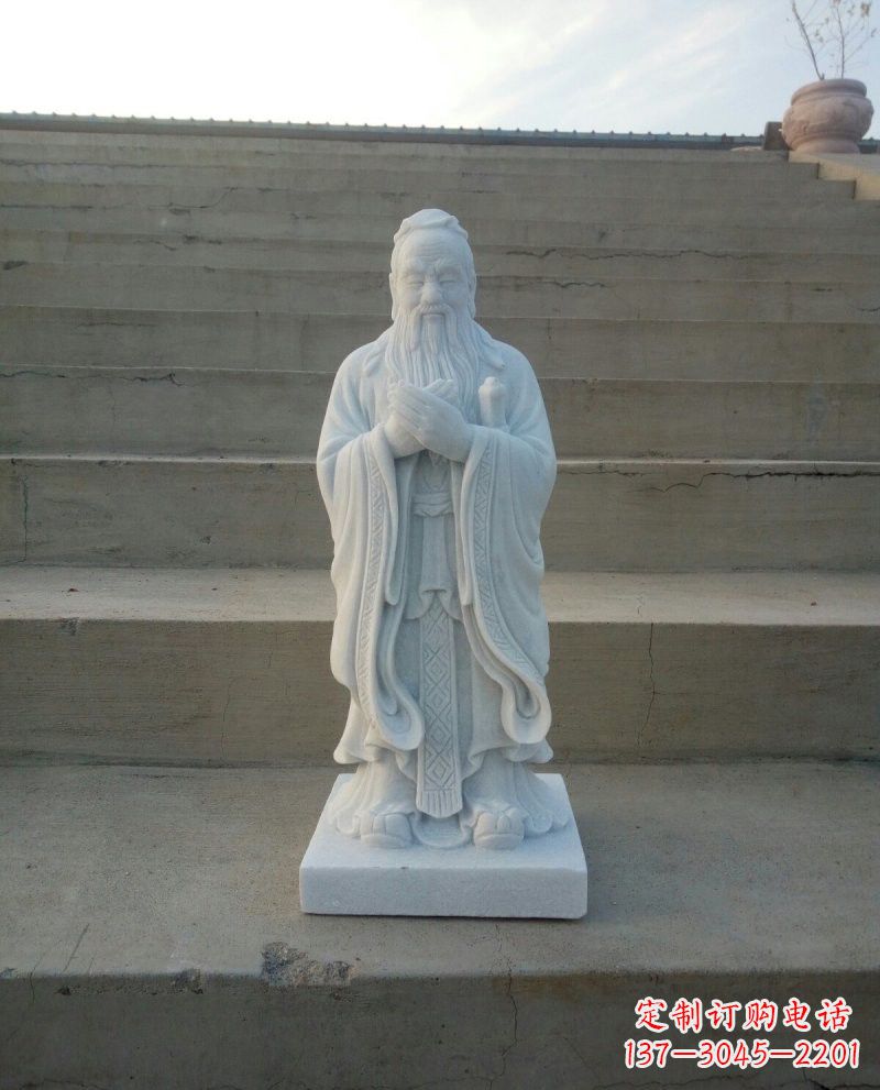 太原汉白玉孔子石雕,雕刻传承千百年文明
