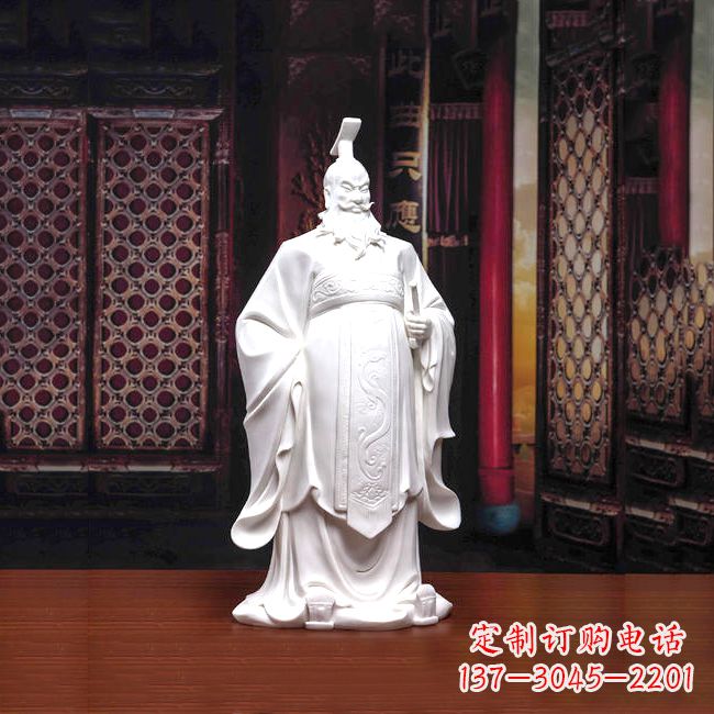 太原汉白玉石雕刻,高贵内敛的汉武帝刘彻汉雕像