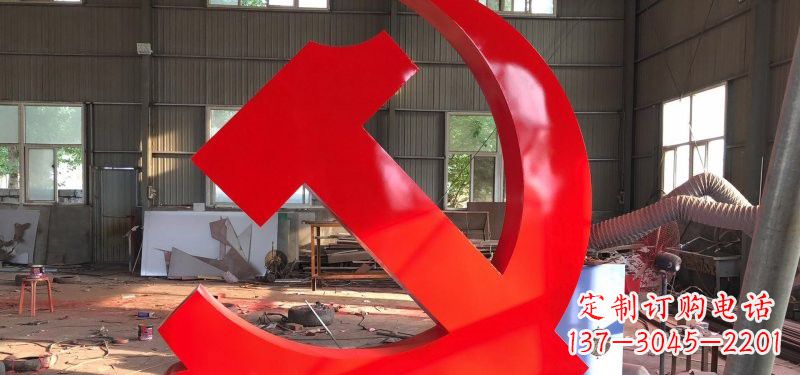 太原河南不锈钢党徽雕塑，精致而完美