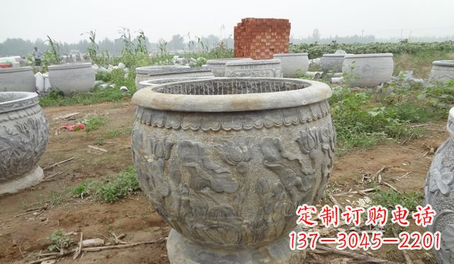 太原荷花花盆公园景观石浮雕