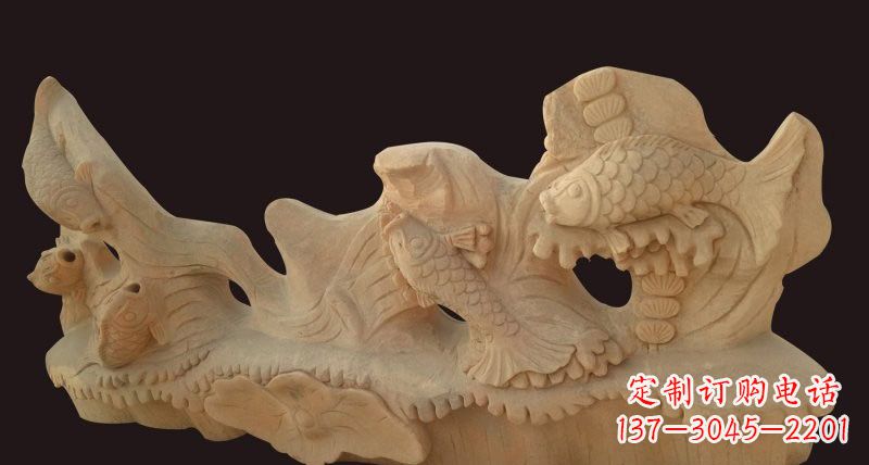 太原荷花鲤鱼石雕，精美绝伦