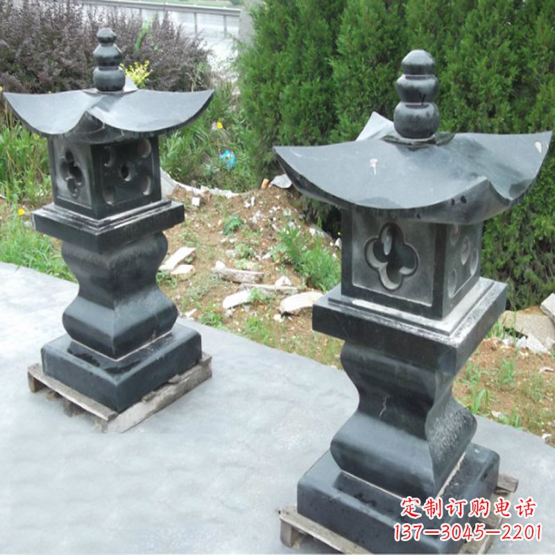 太原黑曜石材质灯笼雕塑