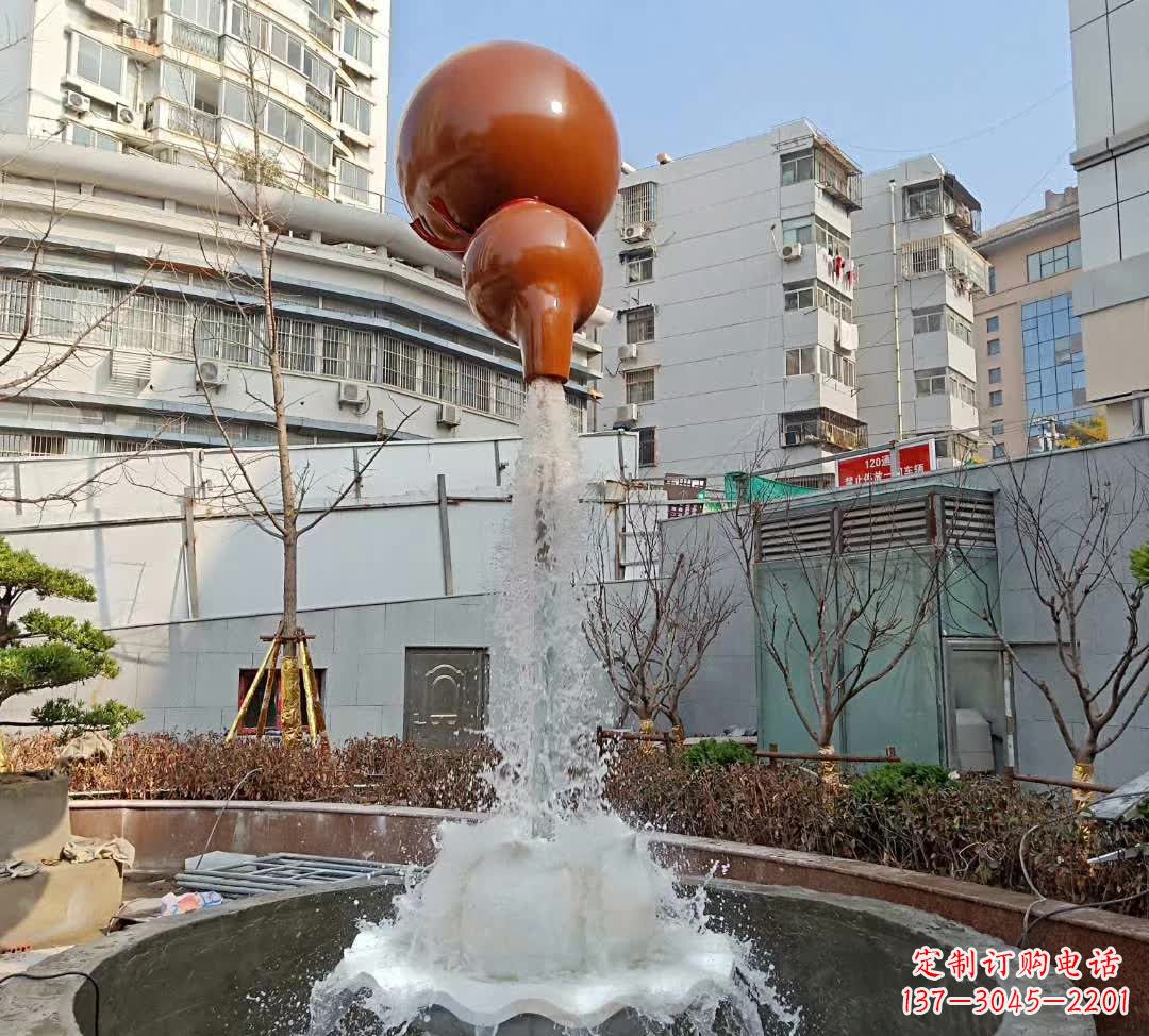 太原葫芦广场喷泉雕塑,精致唯美
