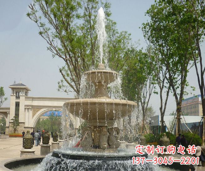太原精美多层喷泉雕塑,营造出优美水乐园