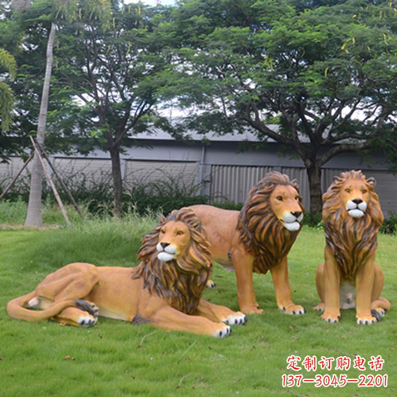 太原把公园里的斗勇气释放出来--领雕金刚户外仿真狮子雕塑