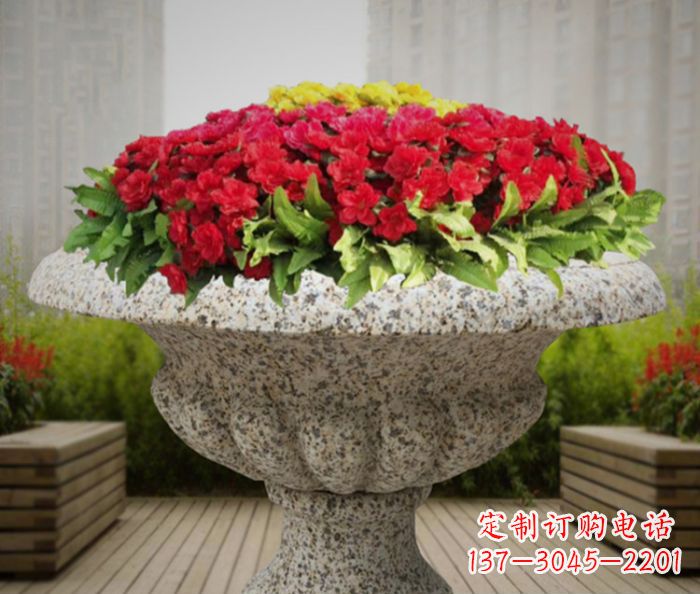 太原中领雕塑精美花岗岩花盆小区石雕