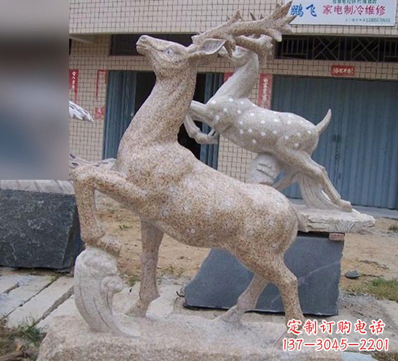 太原花岗岩梅花鹿雕塑,象征着美丽的永恒