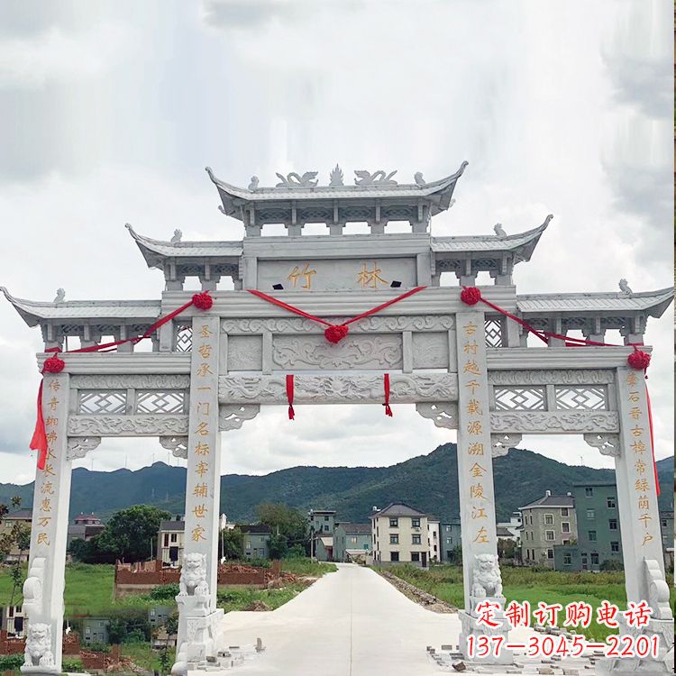 太原花岗岩三门石牌坊雕塑