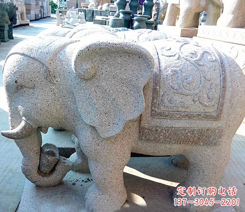 太原花岗岩元宝大象石雕,雕刻古典且充满质感