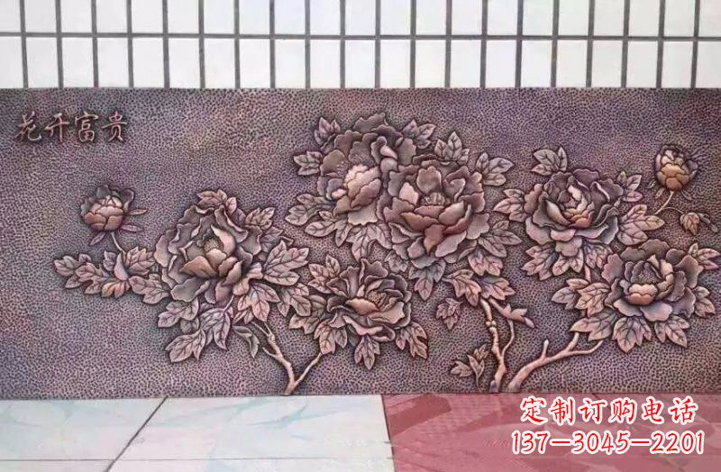 太原精美绝伦的牡丹铜浮雕