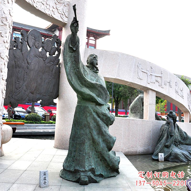太原中领雕塑:仿古吴道子铜雕像