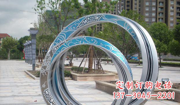 太原铸造精良的不锈钢圆环雕塑