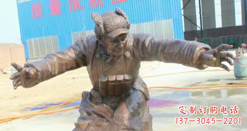 太原荣耀时刻,纪念经典——黄继光校园英雄人物铜雕