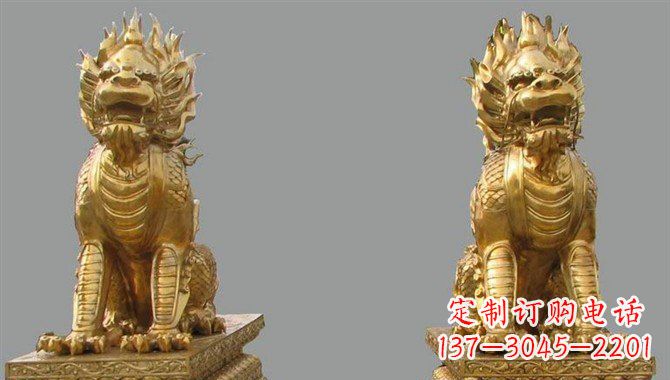 太原精致黄铜麒麟雕塑,带来招财运