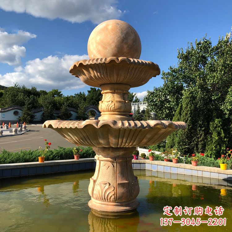 太原经典黄锈石喷泉装饰雕塑