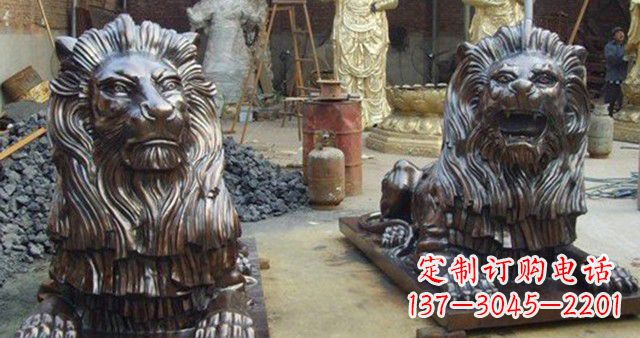 太原汇丰铜狮子雕塑,令人叹为观止