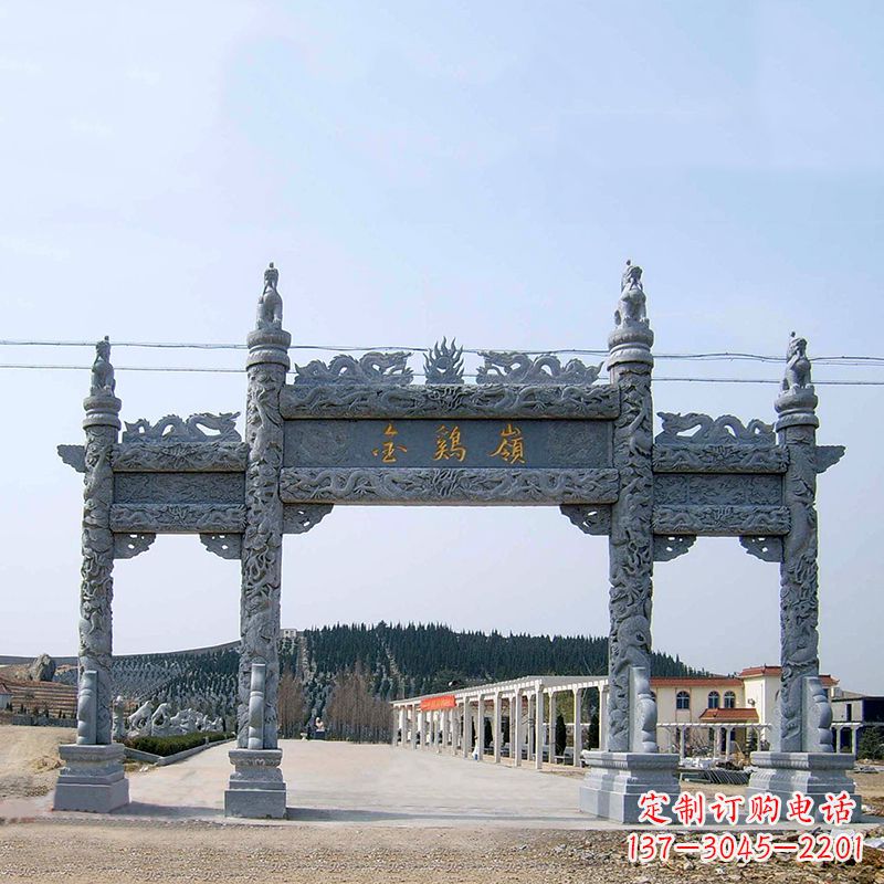 太原金鸡岭景区石雕牌坊特色雕塑定制