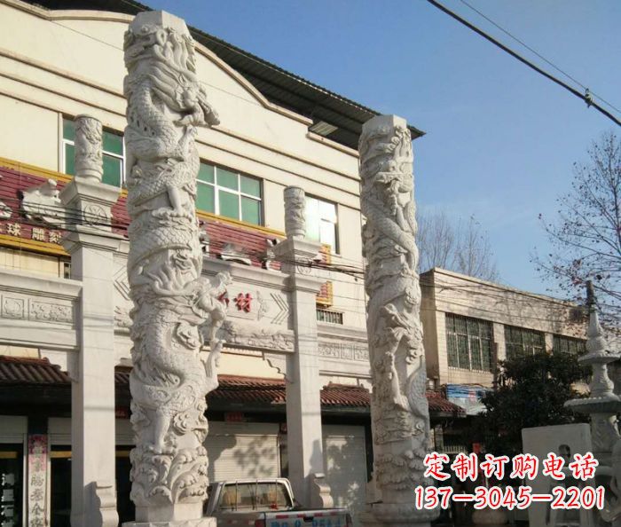 太原汇聚古灵神韵的大理石龙柱雕塑