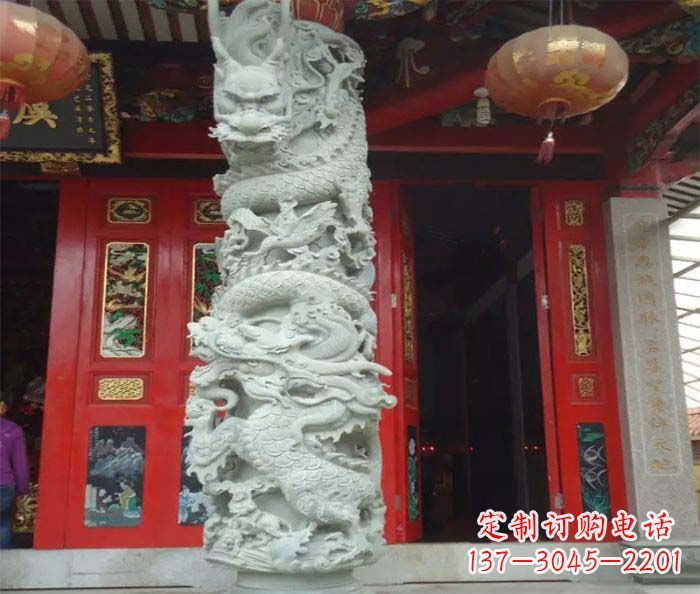 太原精美的大理石龙柱雕塑