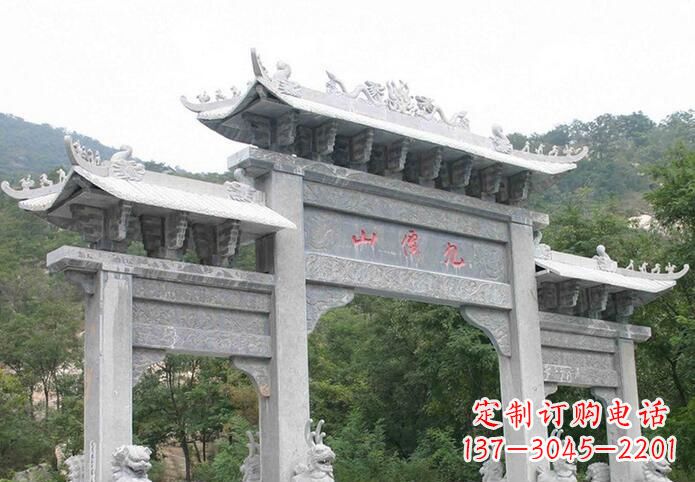 太原三门仿古牌坊石雕,精美绝伦