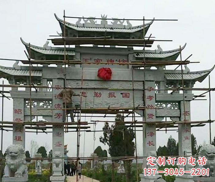 太原传承古艺三门牌坊石雕