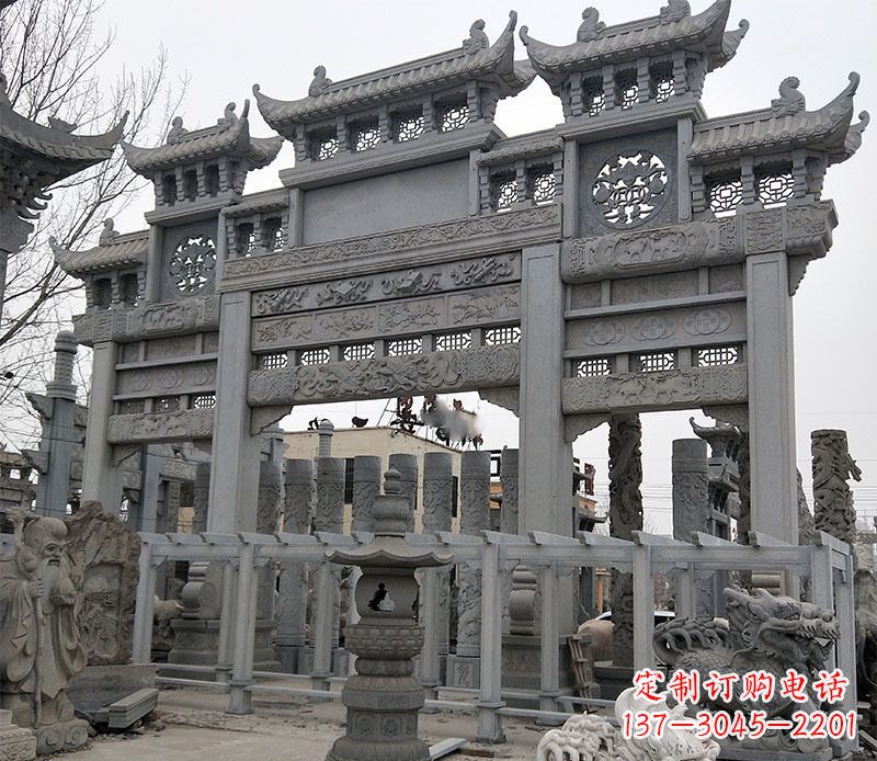 太原京中领雕塑:牌坊石雕定制