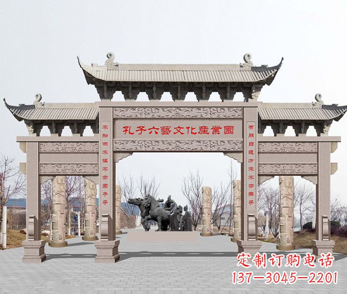 太原景区三门石雕牌坊-高质美观可靠的雕塑装置