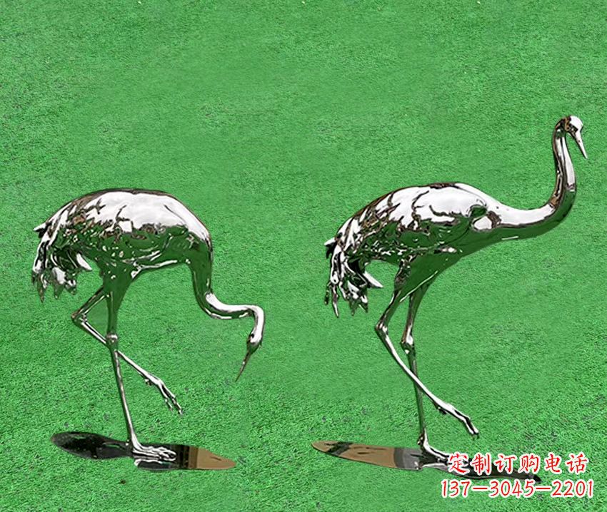 太原精美镜面不锈钢动物鹤雕塑