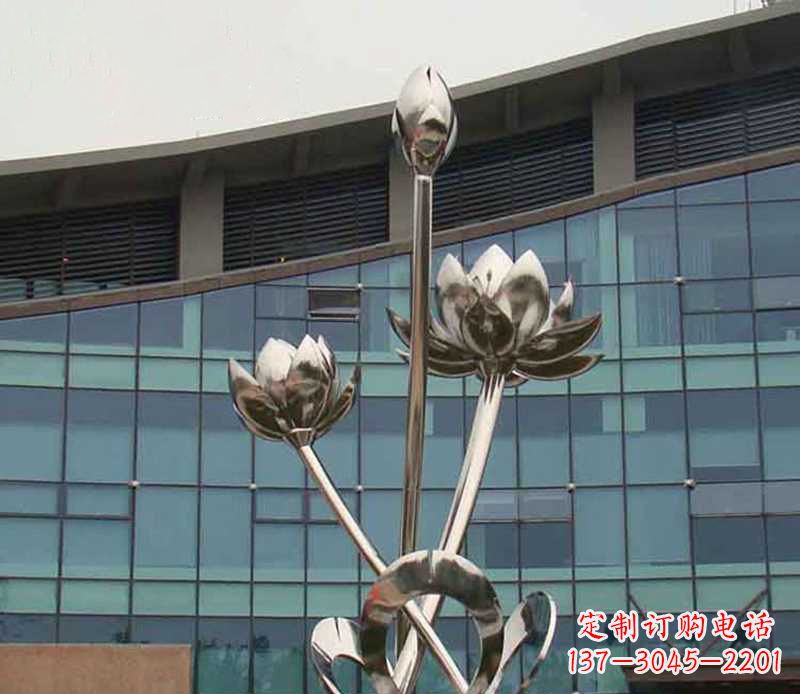 太原优质镜面不锈钢荷花塑像