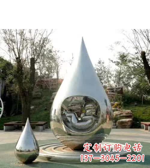 太原镜面不锈钢水滴雕塑,精致灵动,描绘出美好生活