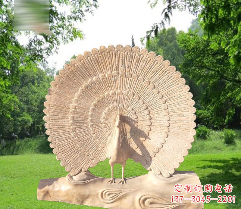太原欣赏孔雀美感的石雕公园雕塑