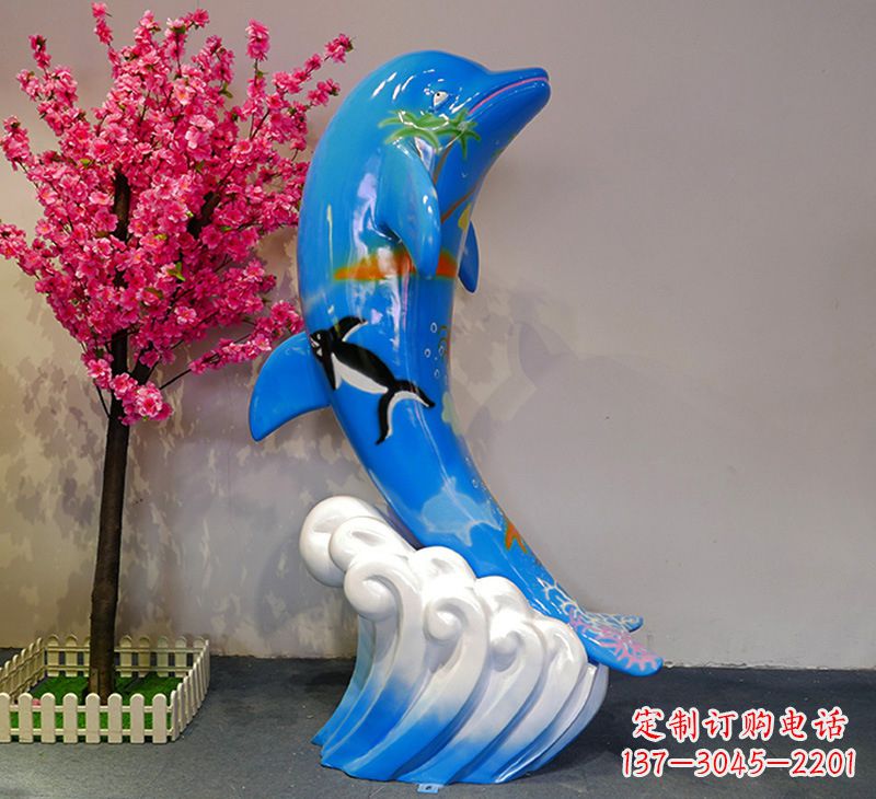太原蓝色海豚彩绘雕塑,装点您的园林景观