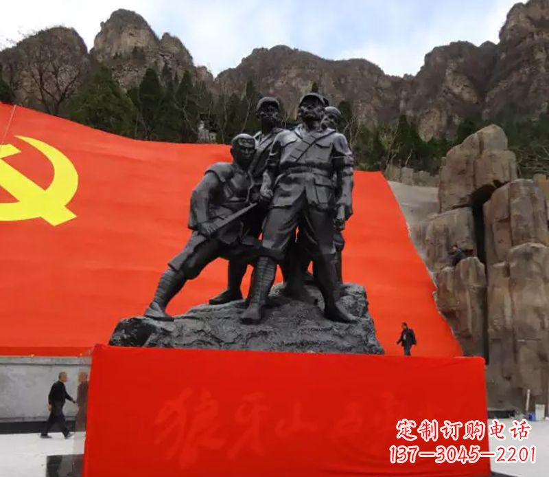 太原狼牙山五壮士烈士铜雕,永载革命先烈光辉
