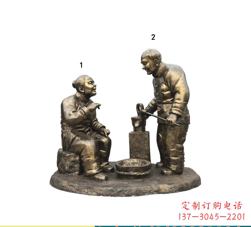 太原质朴传神的老人铜雕
