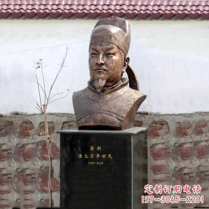 太原李世民铸铜头像雕塑