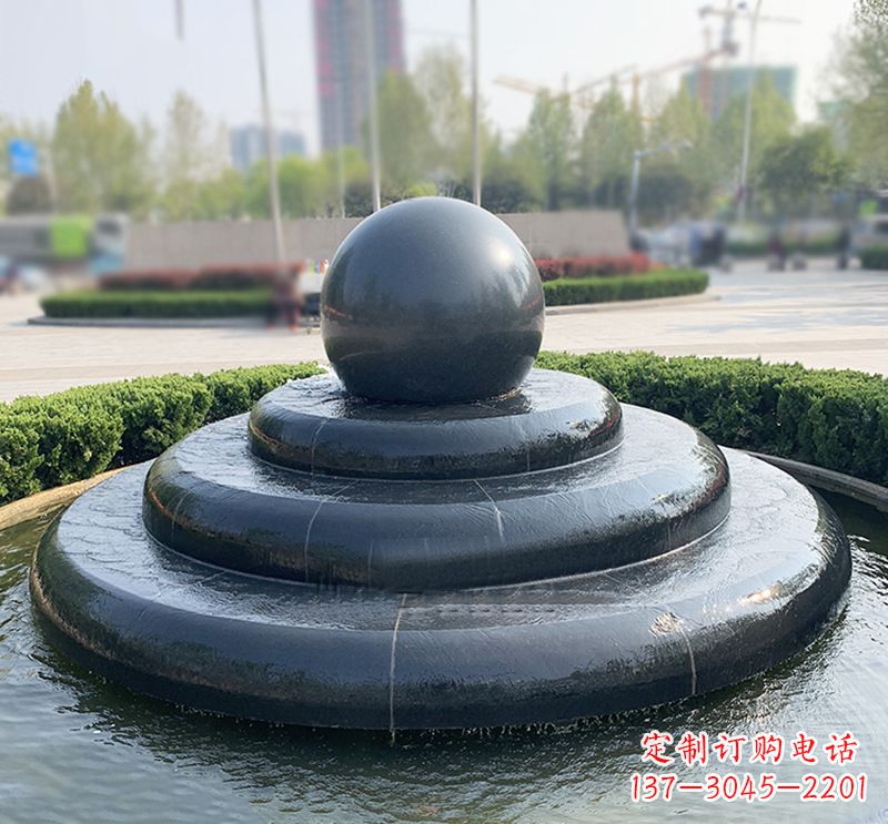 太原临沂石雕风水球喷泉,雕塑定制专属于您