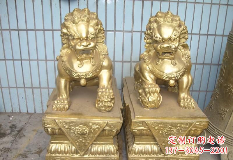 太原北京狮子雕塑,高雅典雅的手工鎏金铜制品