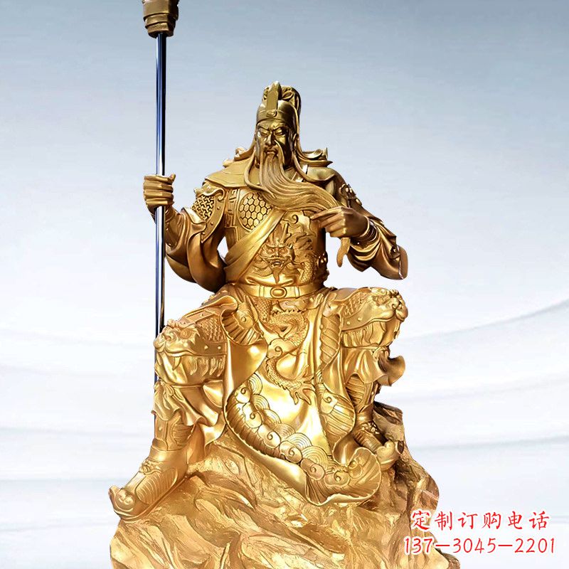太原全新鎏金五虎上将关羽铜雕,精致细腻!