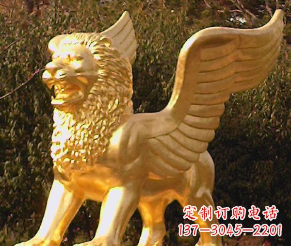 太原鎏金西洋狮子飞狮铜雕,尊贵非凡