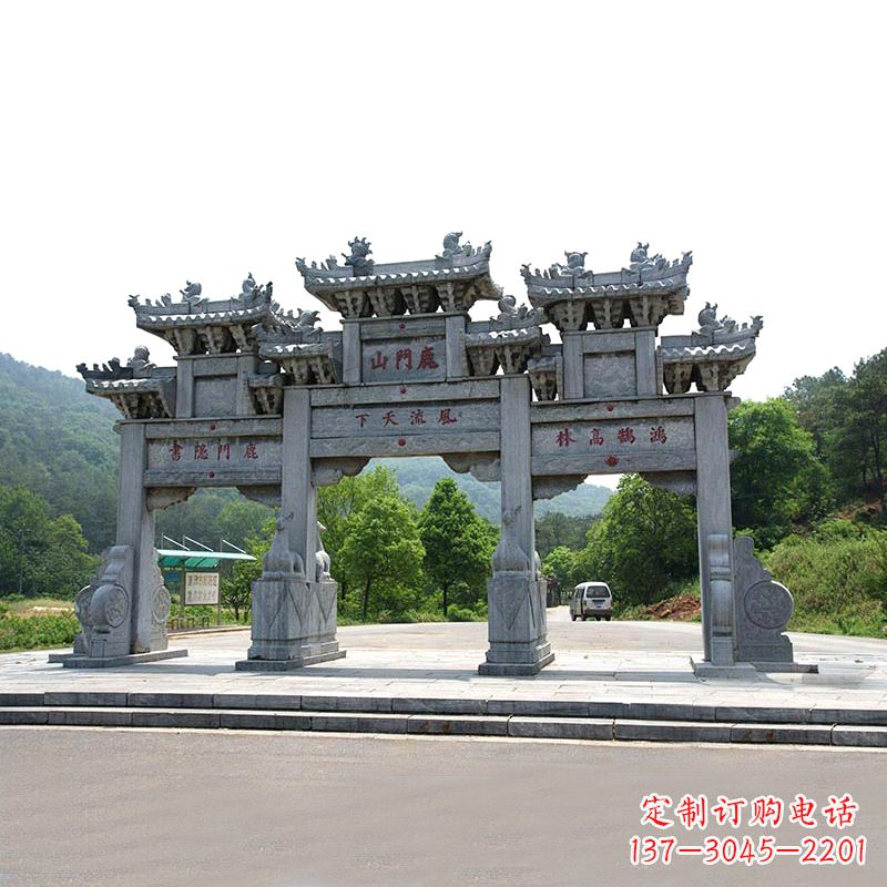 太原鹿门山景区仿古石雕牌楼雕塑-让你亲近历史